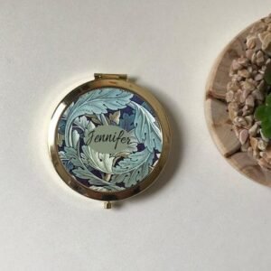 Golden Lily Personalised Compact Mirror,William Morris art nouveau Keepsake Gift for Mum,Friend, Wedding favours, Bridesmaid gifts,Bride